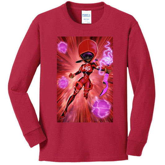 Red HG RED SUIT long-sleeve streetwear shirt from HEYGURL and HOKE